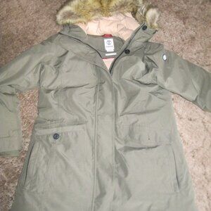 Women's XL Timberland Down Waterproof Hooded Parka Coat Green